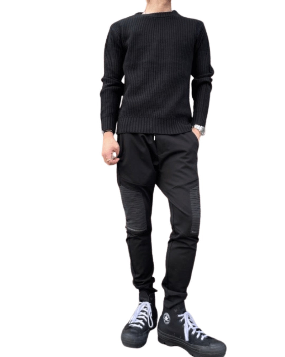 畦編み クルー ニット(Unisex/ユニセックス)