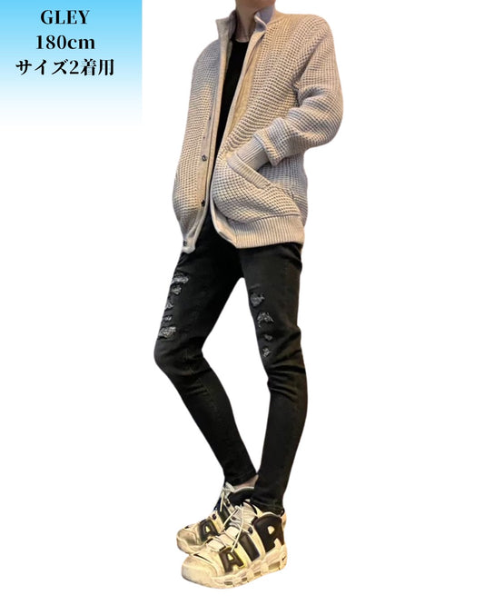 ワッフル ニット ジャケット(Unisex/ユニセックス)