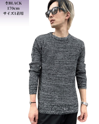 畦編み クルー ニット(Unisex/ユニセックス)