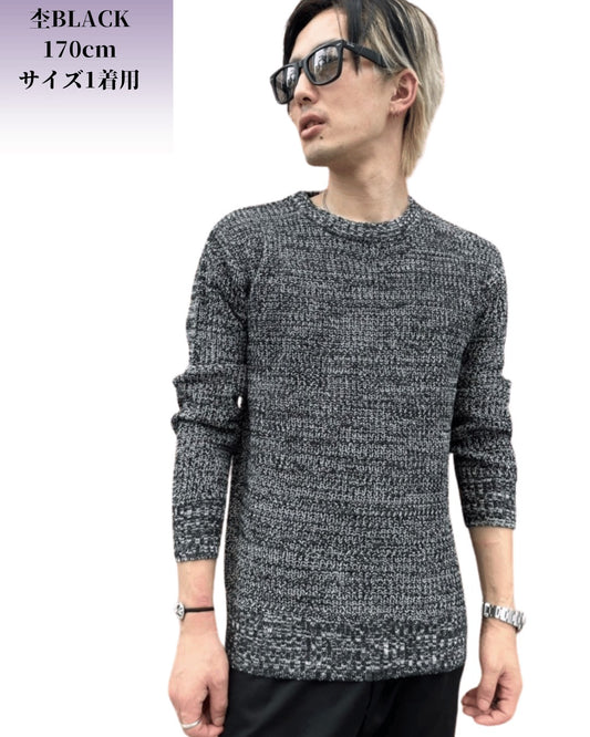 畦編み クルー ニット(Unisex/ユニセックス)