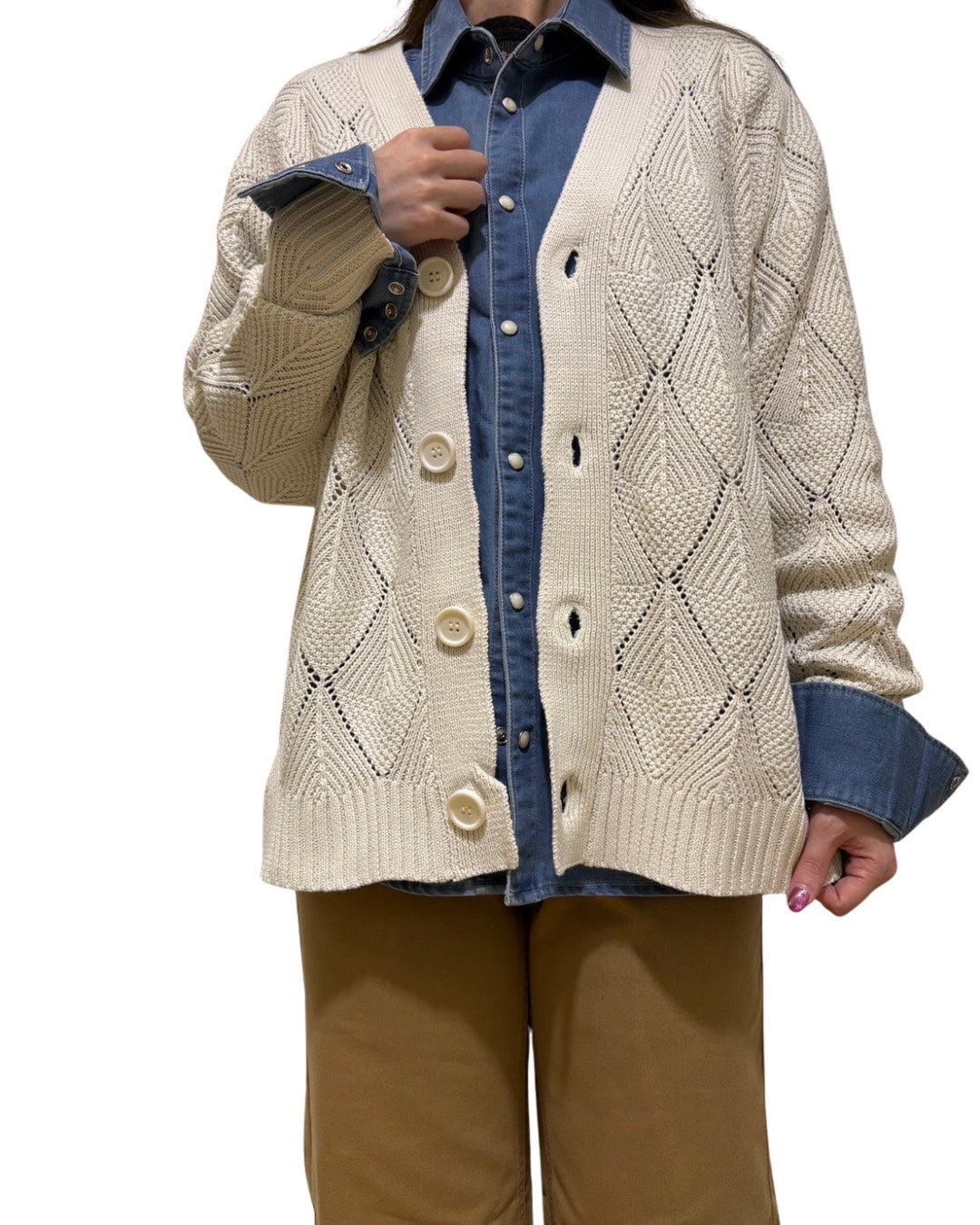 ダイヤ柄 カーディガン(Unisex/ユニセックス)