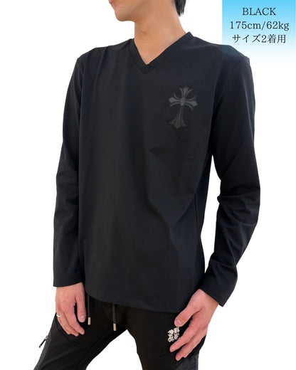 PUダガークロス Vネック ロンT(Unisex/ユニセックス)