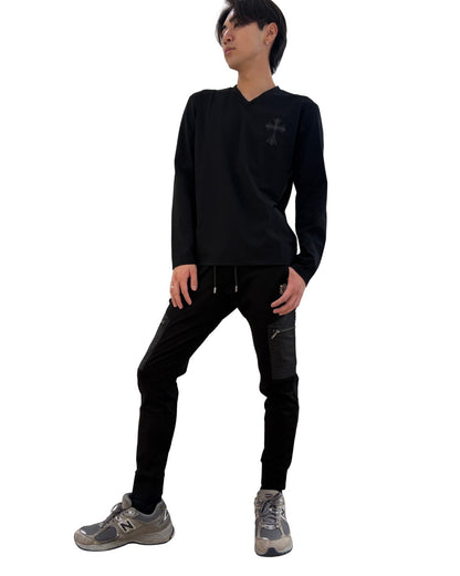 PUダガークロス Vネック ロンT(Unisex/ユニセックス)