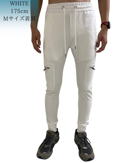 ナイロン切替 刺繍付き ジャージパンツ (Unisex/ユニセックス)