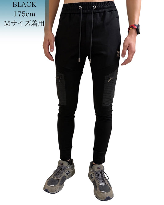 ナイロン切替 刺繍付き ジャージパンツ (Unisex/ユニセックス)