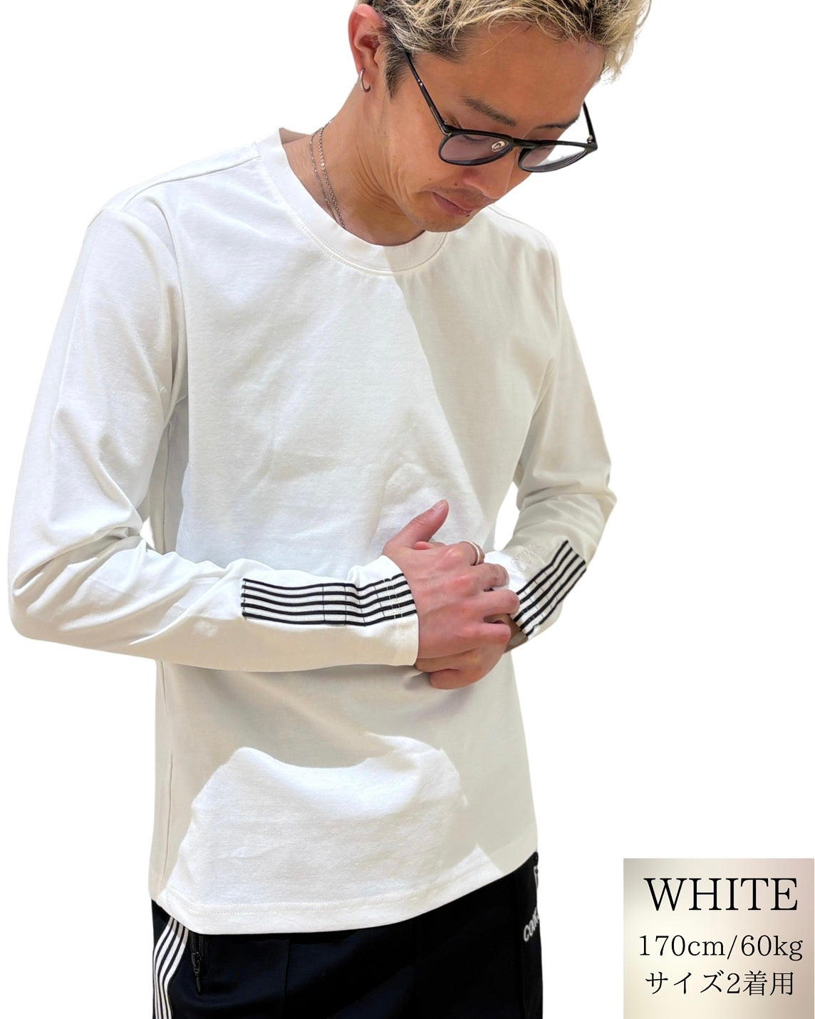 袖口 テープ ロンT(Unisex/ユニセックス)