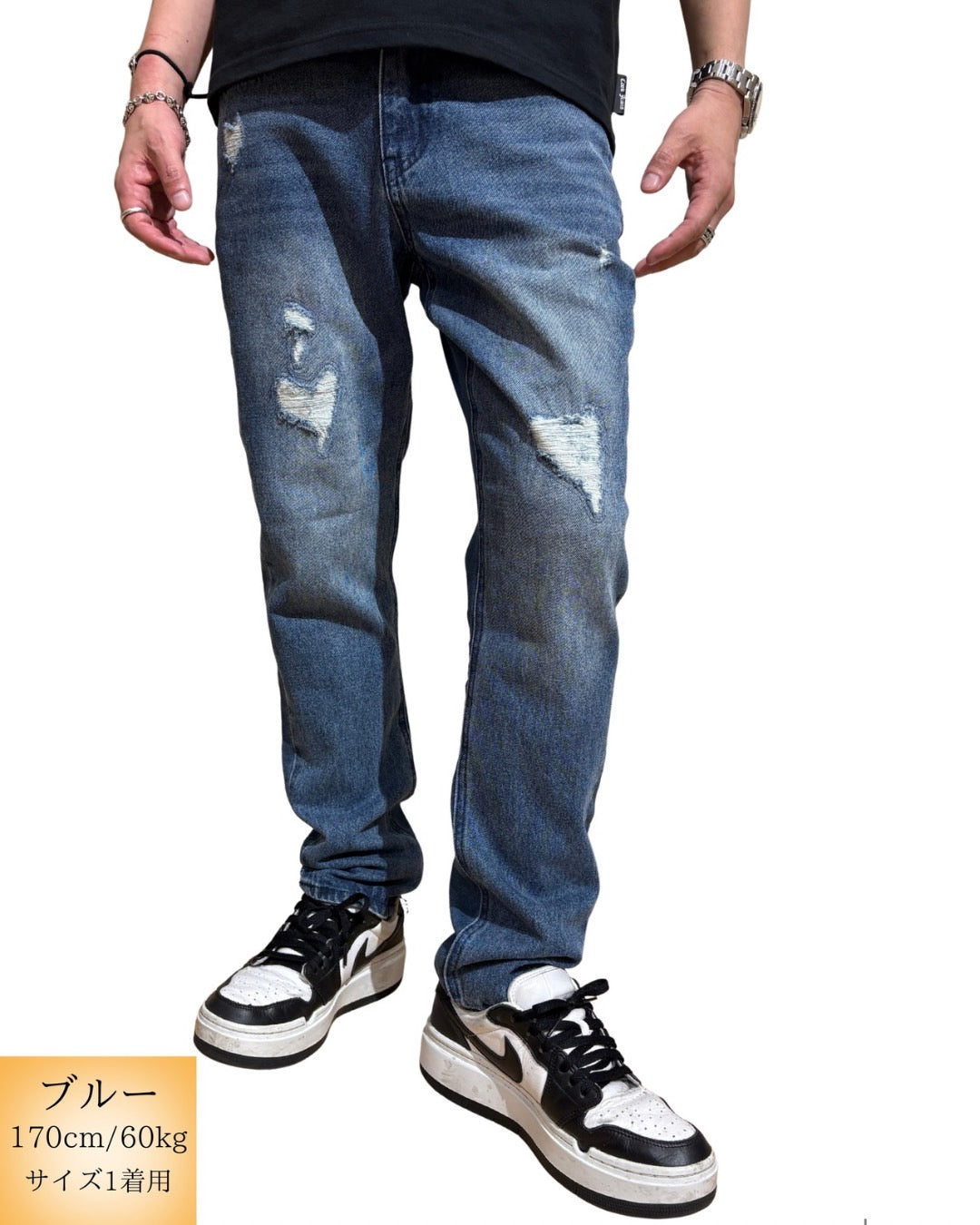 ハート加工 デニム スウェット 切替パンツ(Unisex/ユニセックス)