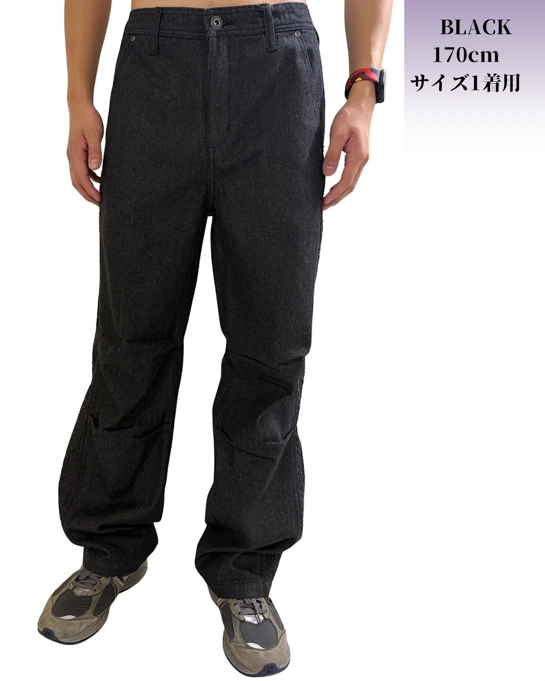 サイド切替 膝タックデニムパンツ(Mens/メンズ)