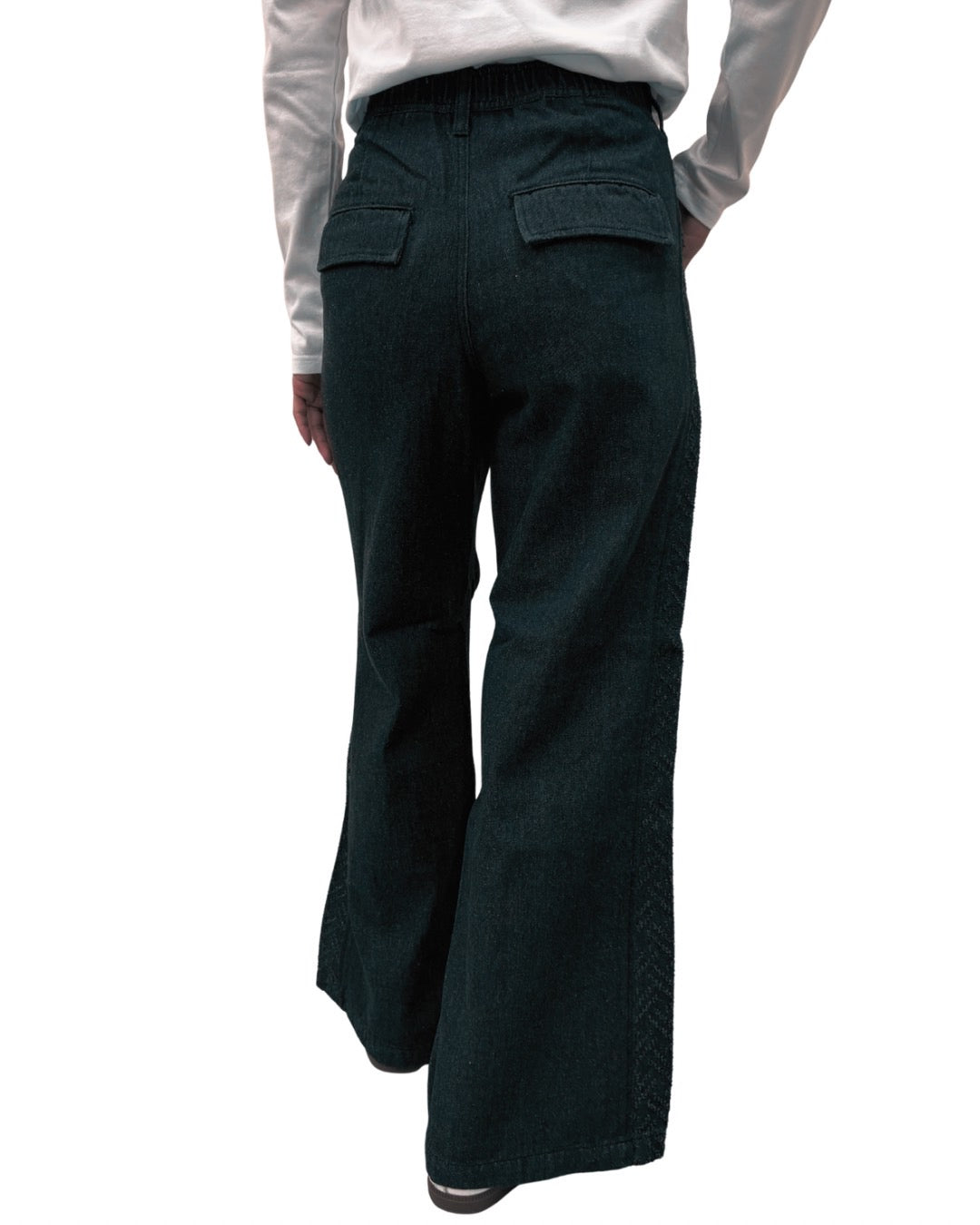 サイド切替 膝タックデニムパンツ(Ladys/レディース)