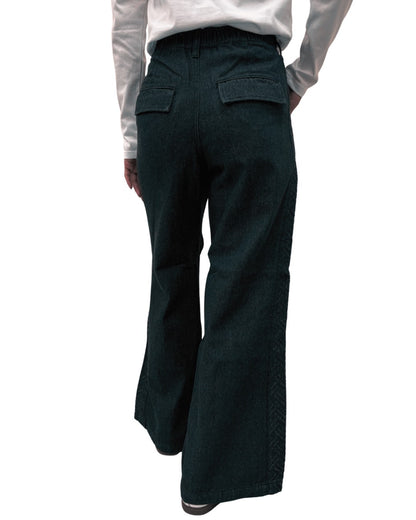 サイド切替 膝タックデニムパンツ(Ladys/レディース)