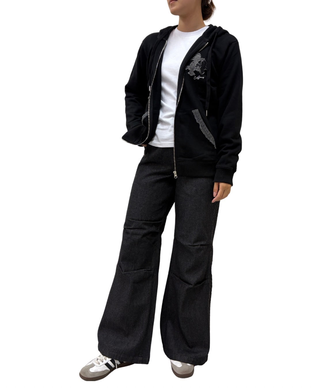 サイド切替 膝タックデニムパンツ(Ladys/レディース)