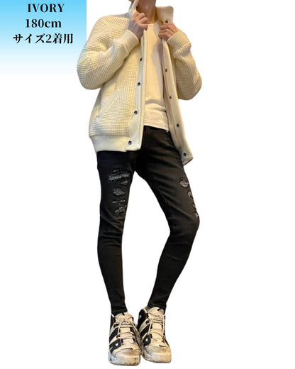 ワッフル ニット ジャケット(Unisex/ユニセックス)