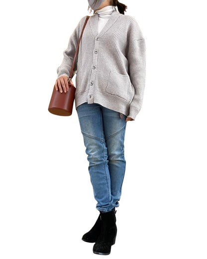 リブ ワイド カーディガン(Unisex/ユニセックス)