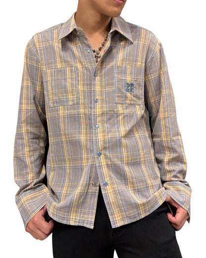 CKJS 刺繍 チェック 長袖シャツ(Unisex/ユニセックス)