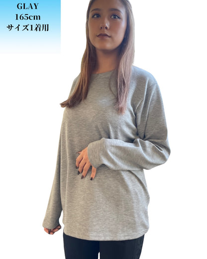 CJ ラバーパッチ クルーネック 長袖Tシャツ(Unisex/ユニセックス)