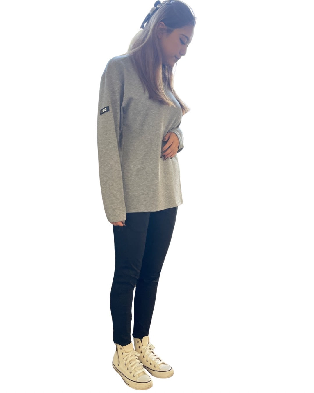 CJ ラバーパッチ クルーネック 長袖Tシャツ(Unisex/ユニセックス)