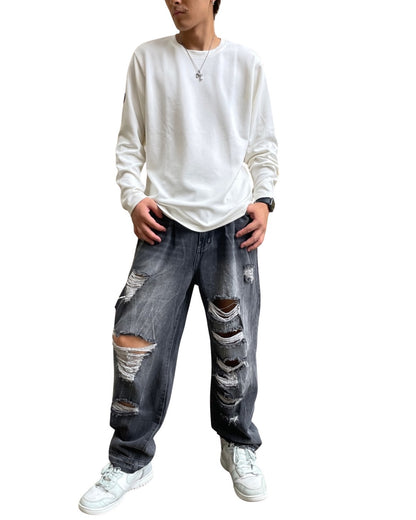 CJ ラバーパッチ クルーネック 長袖Tシャツ(Unisex/ユニセックス)