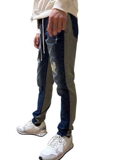 ハート加工 デニム スウェット 切替パンツ(Unisex/ユニセックス)