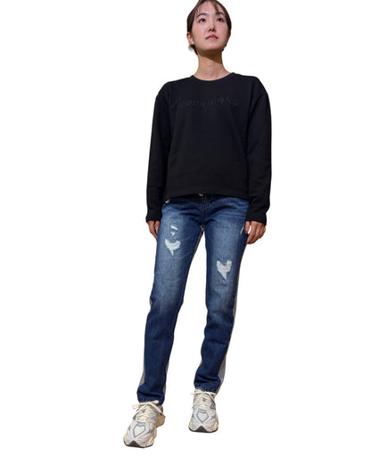 ハート加工 デニム スウェット 切替パンツ(Unisex/ユニセックス)