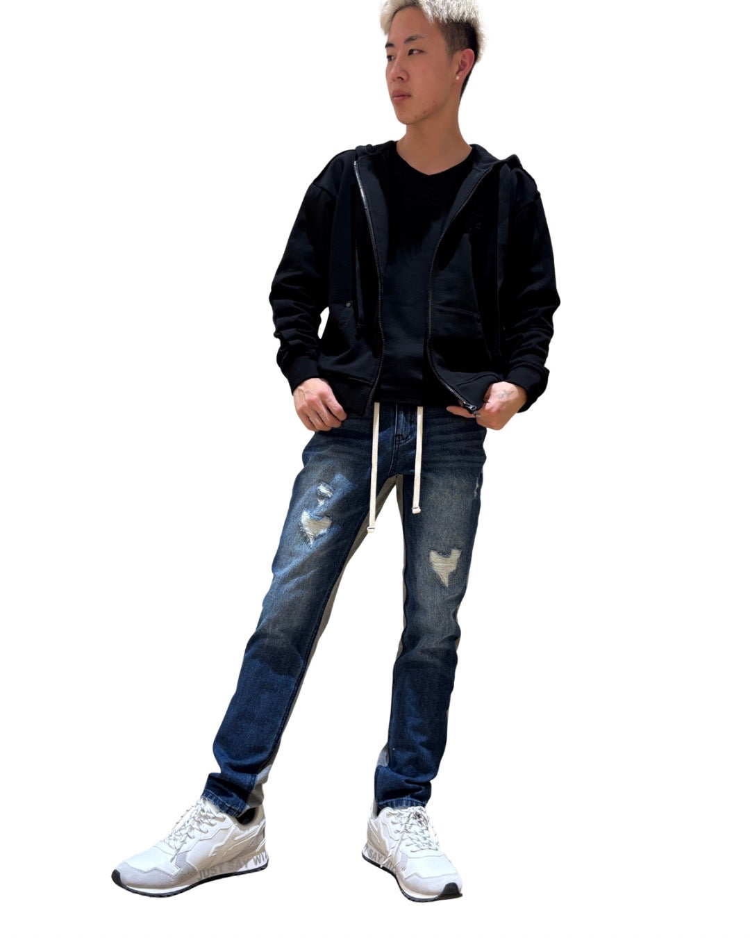 ハート加工 デニム スウェット 切替パンツ(Unisex/ユニセックス)