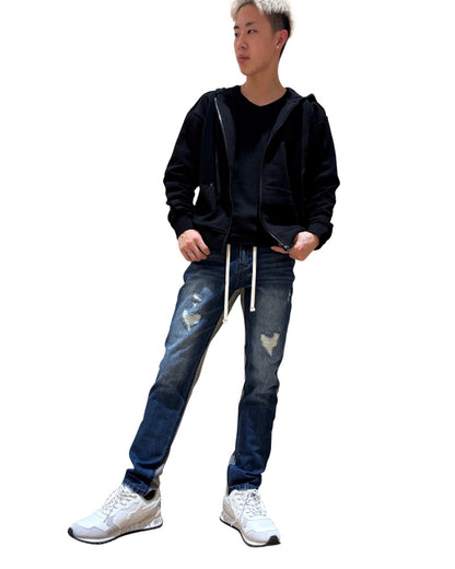 ハート加工 デニム スウェット 切替パンツ(Unisex/ユニセックス)