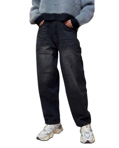 ダメージ バレルパンツ(Unisex/ユニセックス)