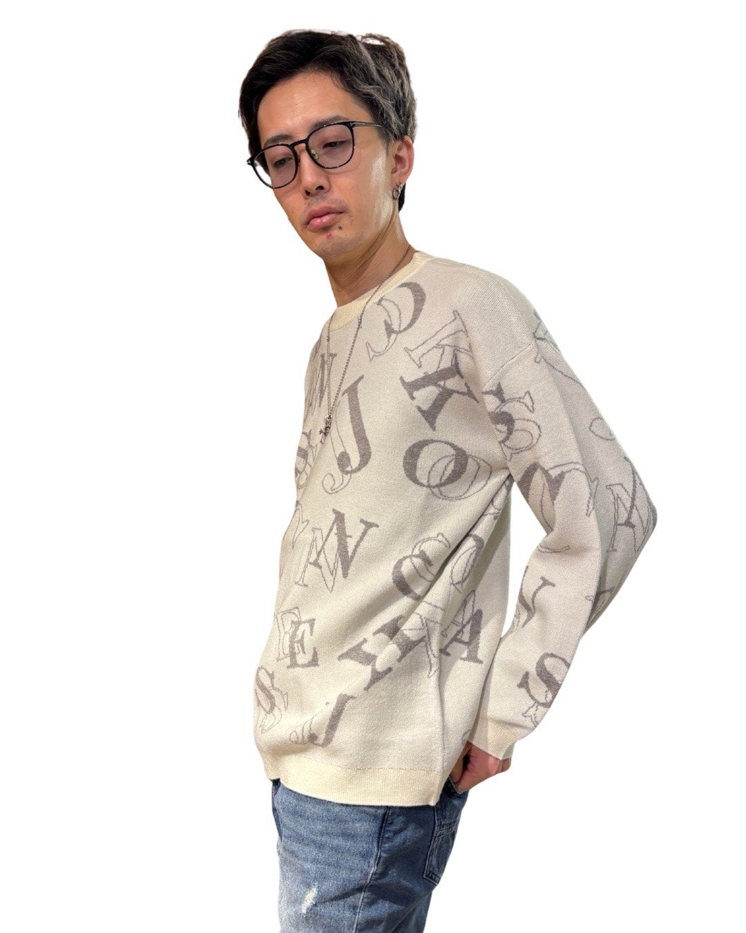 ランダム ロゴ ニット(Unisex/ユニセックス)